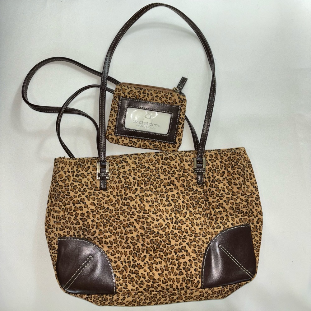 Liz Claiborne Animal Print Bag with Attached Coin Purse, 11" W x 8" H x 2.75" D - Picture 6 of 7